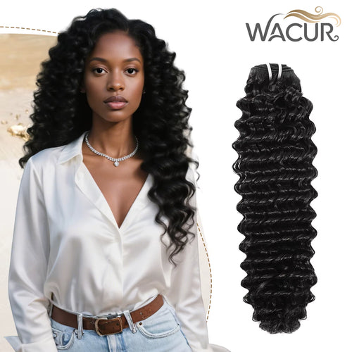 12A Deep Wave Bundle Real Human Hair Braided Extension 12-30Inches Natural Black 100% Virgin Remy Hair Extension for Woman